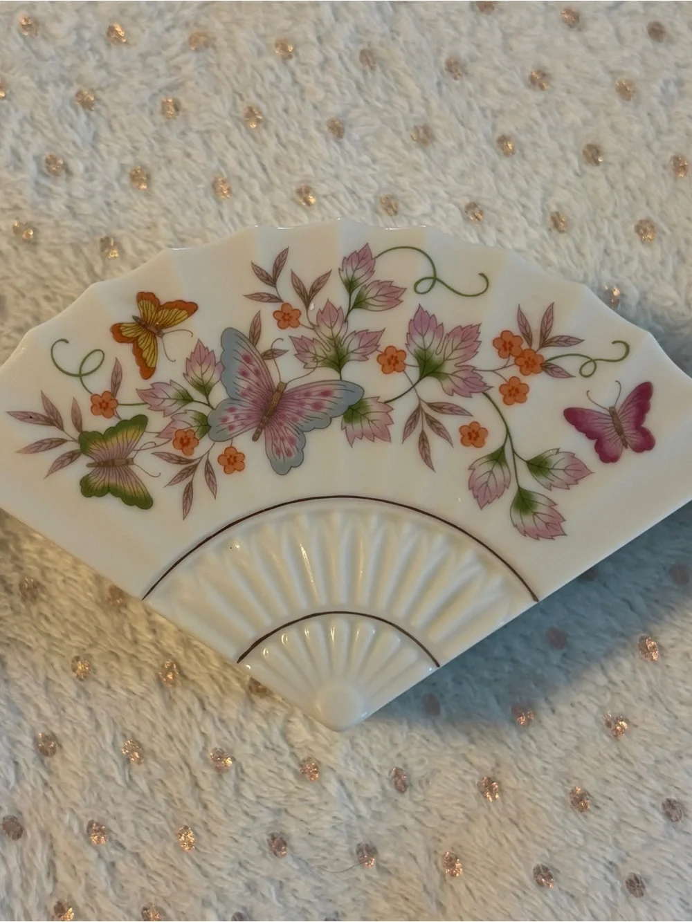 Vintage Avon Butterfly Collection 3 Pc Porcelain Trinket Dish & Box Set 22K Gold